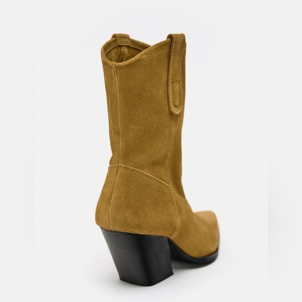 ZARA Cowboy Suede Ankle boots 3109/210 - Picture 6 of 14